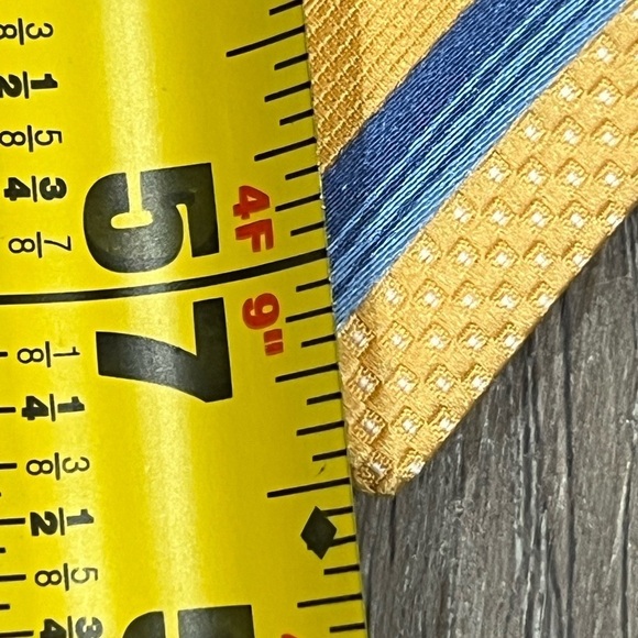 Canali Tie Made in Italy 100% Silk Yellow Navy Stripe Power Business Summer - Picture 10 of 11